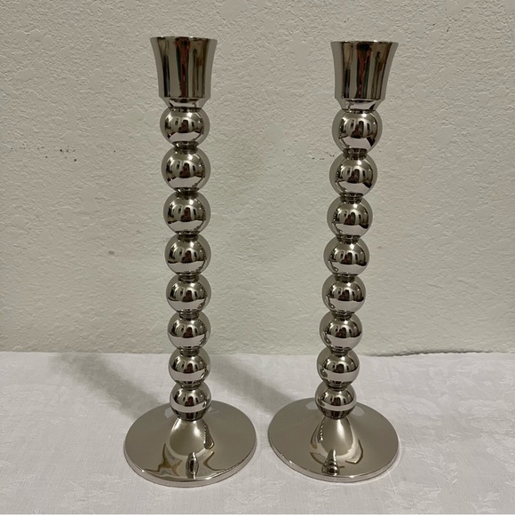 Anthropologie NIB “Sold Out” Set of 2 Small Silver Lumiere Candle Holders - Picture 5 of 12